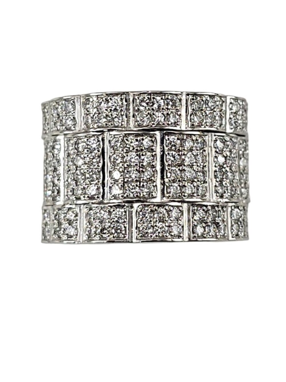 10K White Gold Wide Diamond Band Ring Size 9.25 #25743
